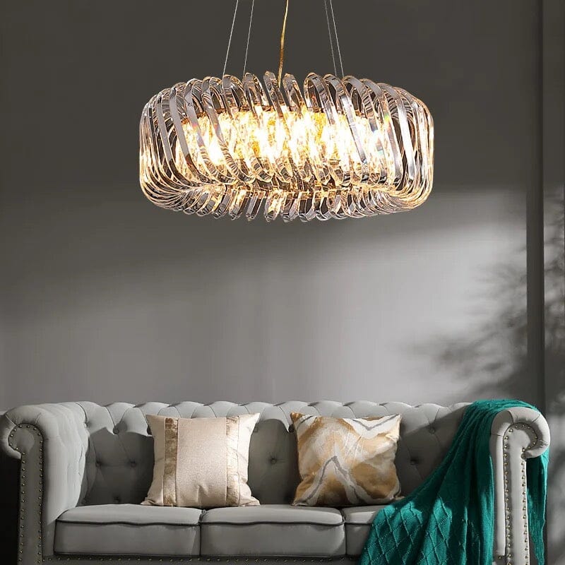 Postmodern Round Stainless Steel Crystal Chandelier