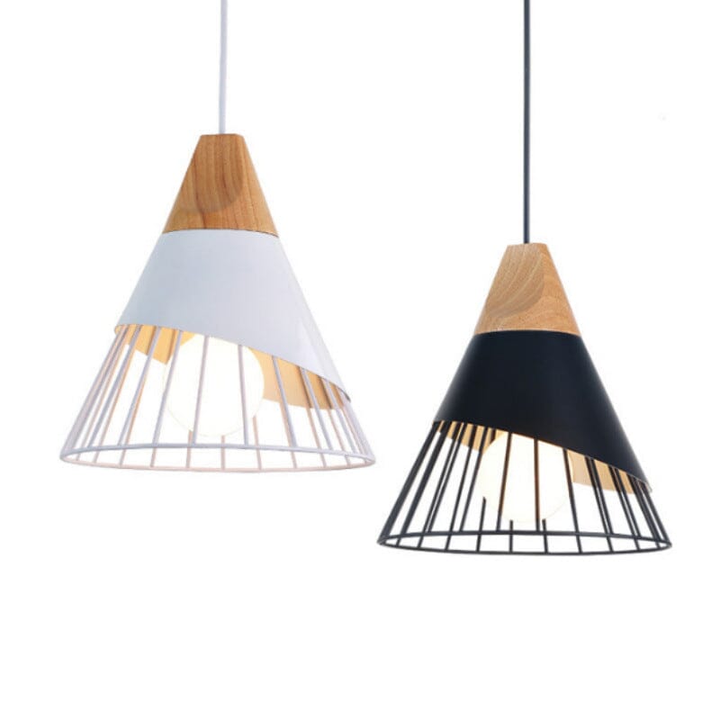 Industrial Lamp Loft Iron Wood Pendant Lights
