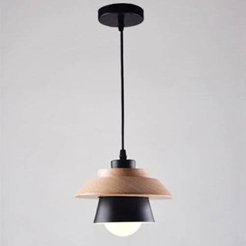 LED Pendant Light with Wood and Metal Layers