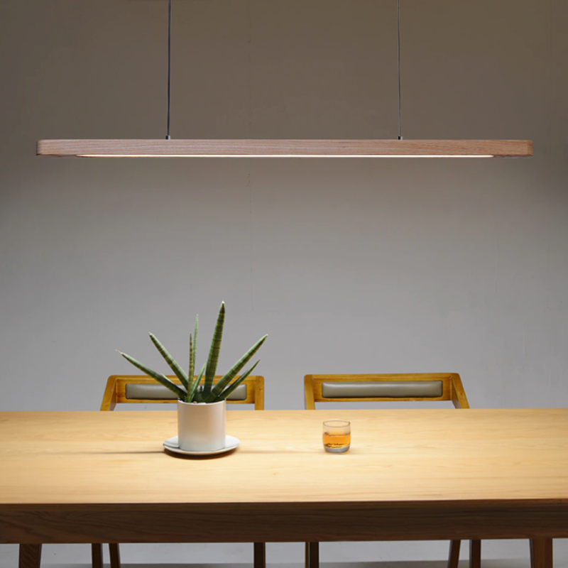 Wood Linear Suspension Rounded Chandelier