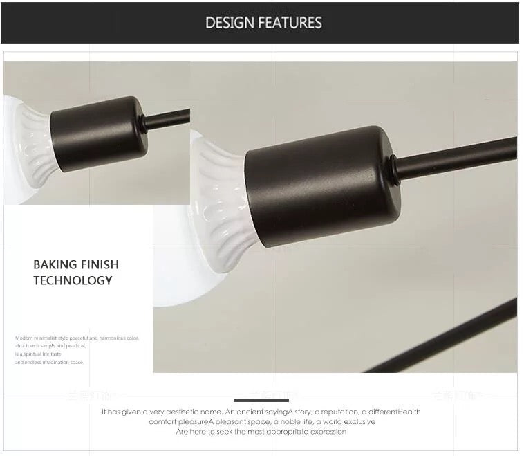 Retro Wrought Iron Multiple Rod Pole Chandelier