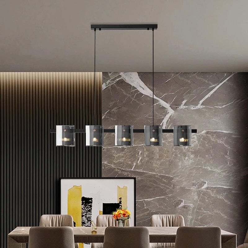 Scandinavian Square Glass Round Ceiling Chandelier