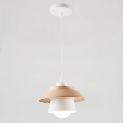 LED Pendant Light with Wood and Metal Layers
