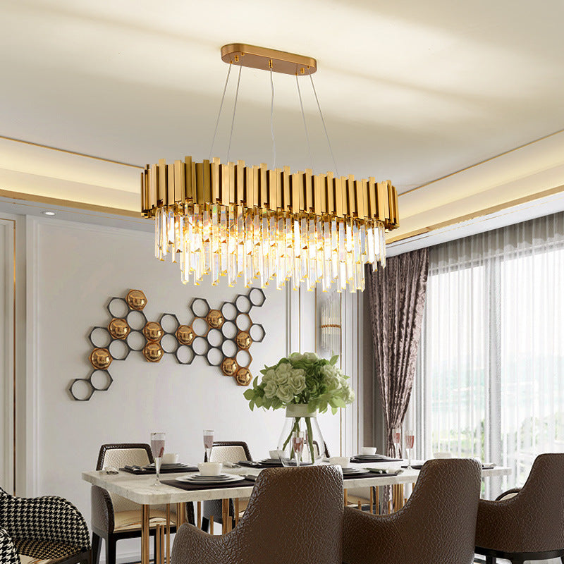 Stainless Steel Light Luxury Round Crystal Chandelier