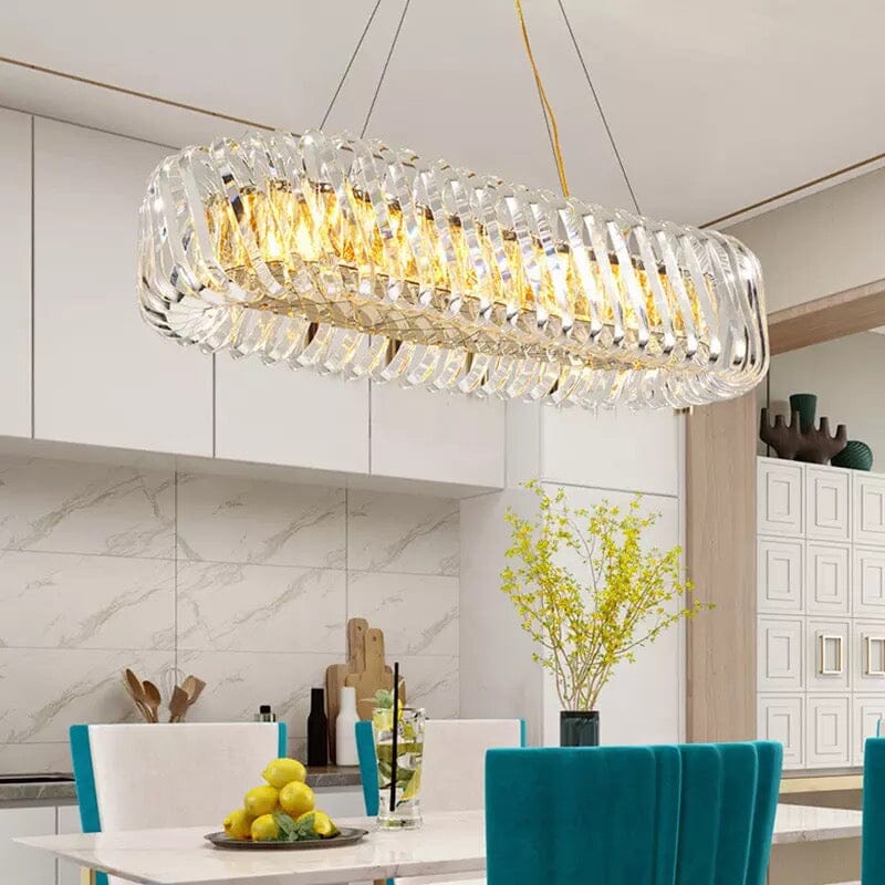 Postmodern Round Stainless Steel Crystal Chandelier