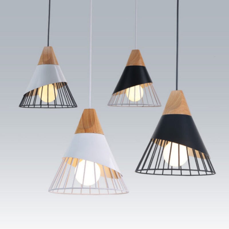 Industrial Lamp Loft Iron Wood Pendant Lights