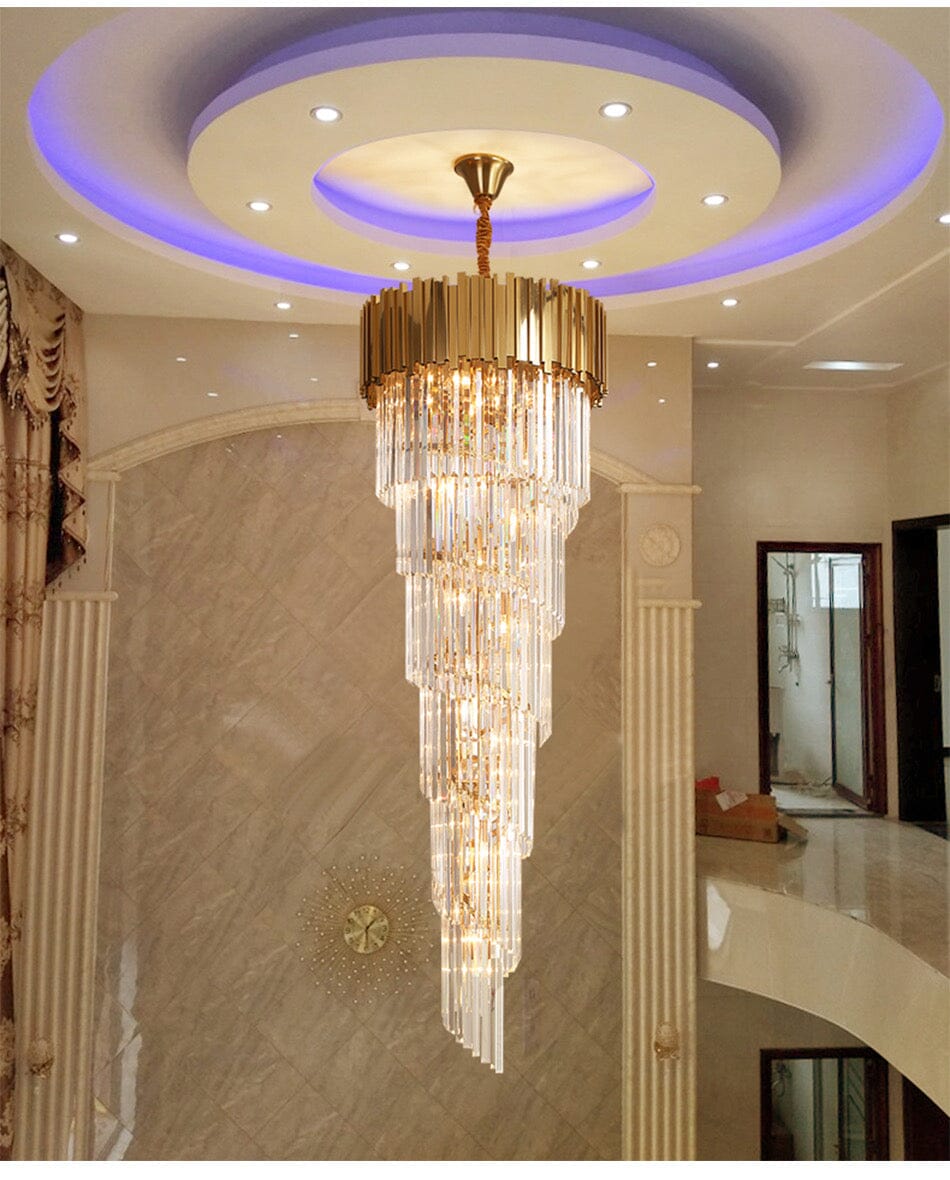 Elegant Spiral Luxury K9 Crystal Staircase Chandelier