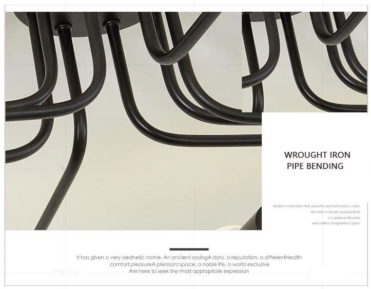 Retro Wrought Iron Multiple Rod Pole Chandelier