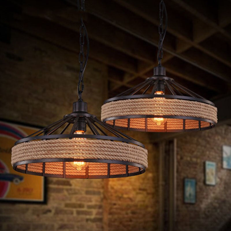 Iron Hand Braiding Rope Pendant Light