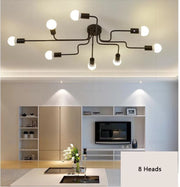 Retro Wrought Iron Multiple Rod Pole Chandelier