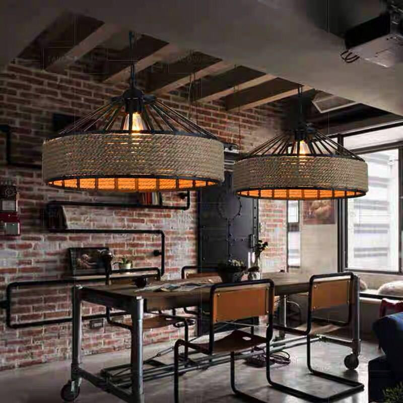 Iron Hand Braiding Rope Pendant Light