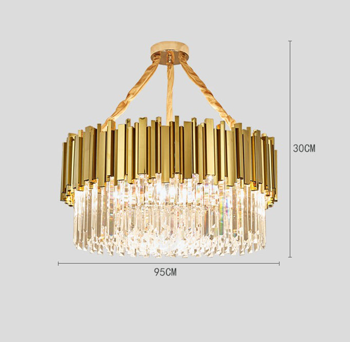 Stainless Steel Light Luxury Round Crystal Chandelier