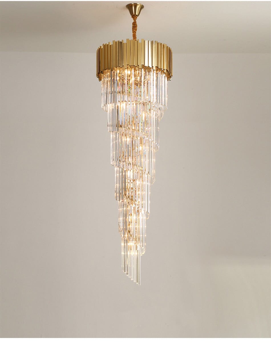 Elegant Spiral Luxury K9 Crystal Staircase Chandelier