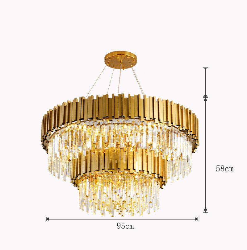 Stainless Steel Light Luxury Round Crystal Chandelier