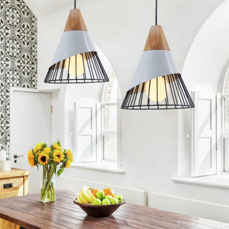 Industrial Lamp Loft Iron Wood Pendant Lights