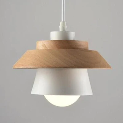 LED Pendant Light with Wood and Metal Layers