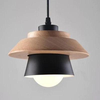 LED Pendant Light with Wood and Metal Layers