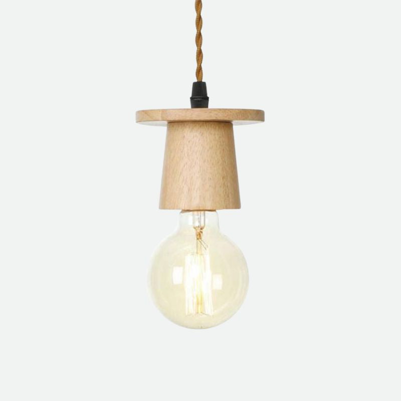 Vintage Wooden Hanging Socket Pendant Light