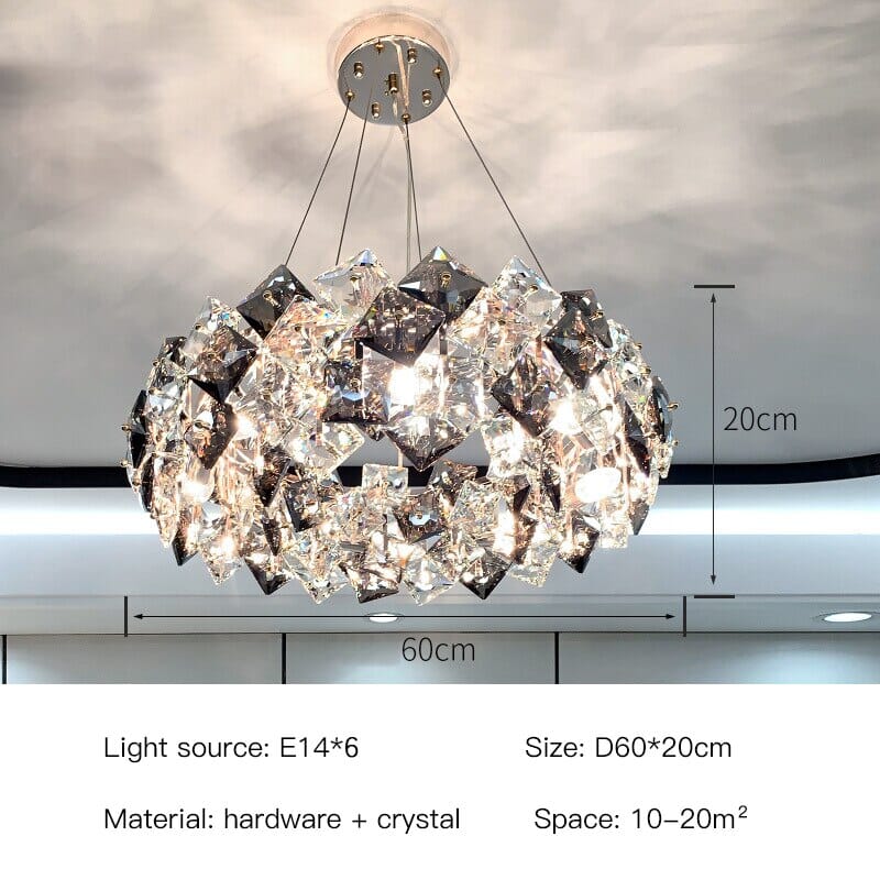 Nordic Gold LED Loft Lattice Crystal Chandelier