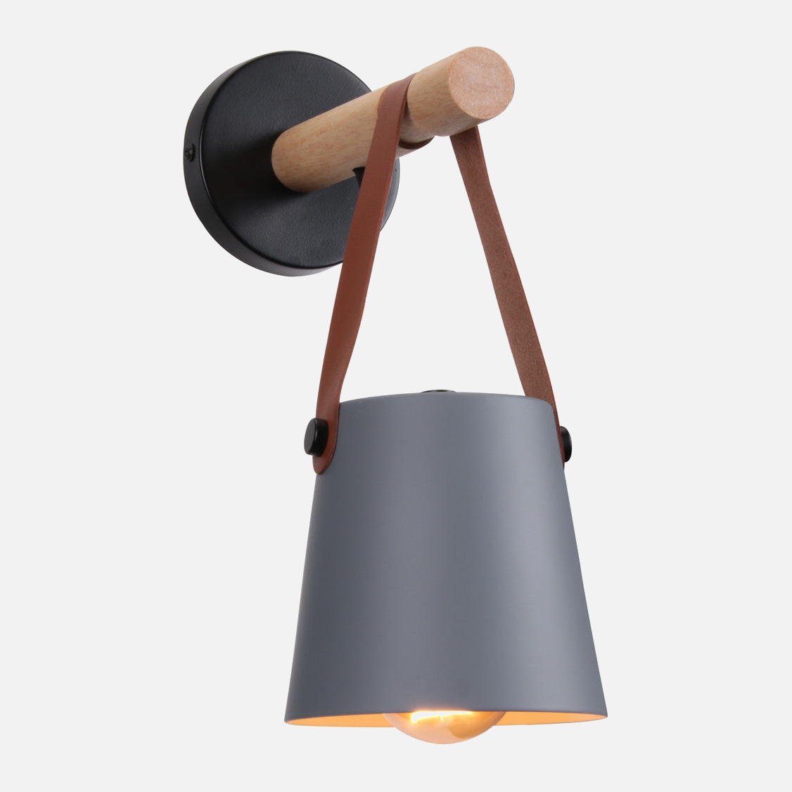 Leather Strap Wood Wall Lamps