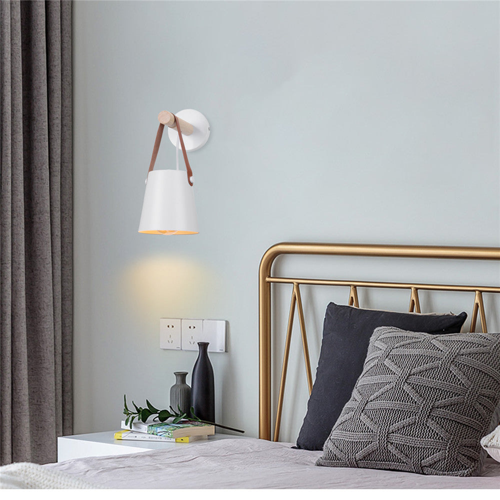 Leather Strap Wood Wall Lamps