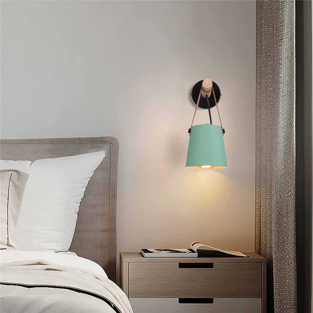 Leather Strap Wood Wall Lamps