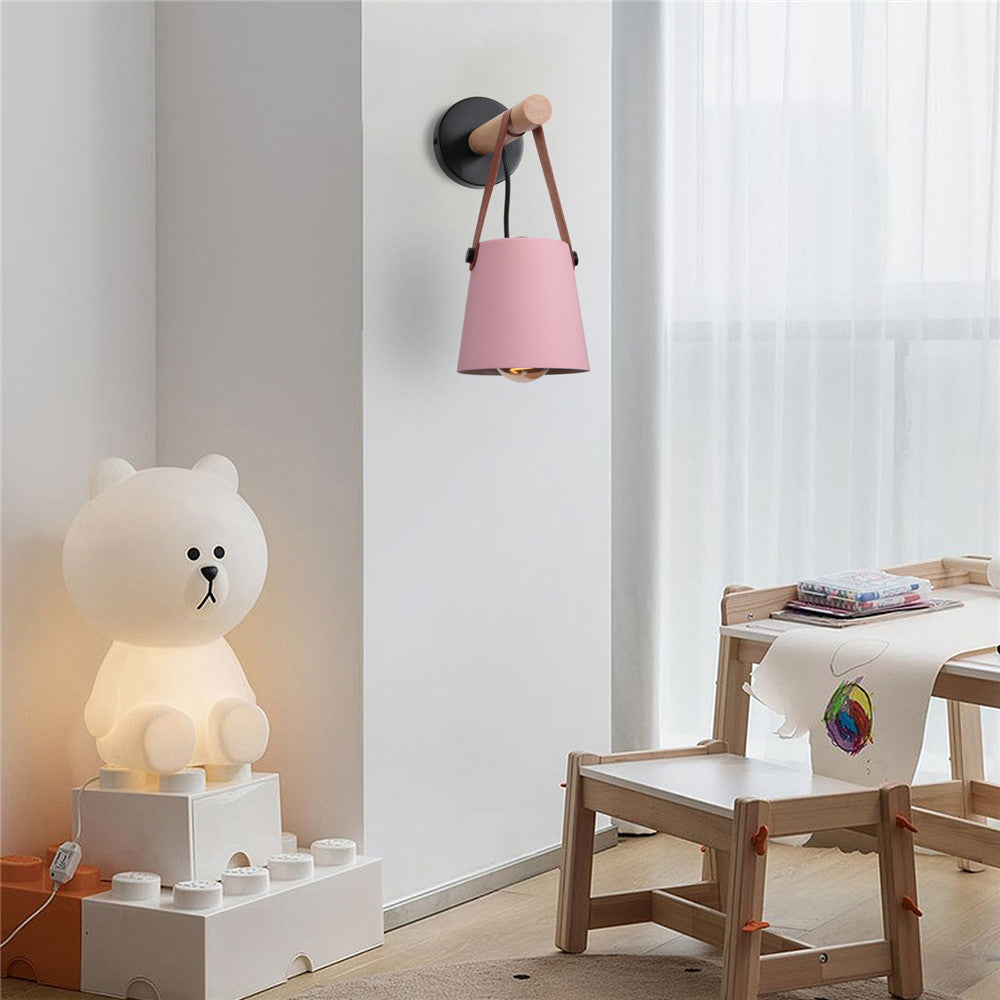Leather Strap Wood Wall Lamps