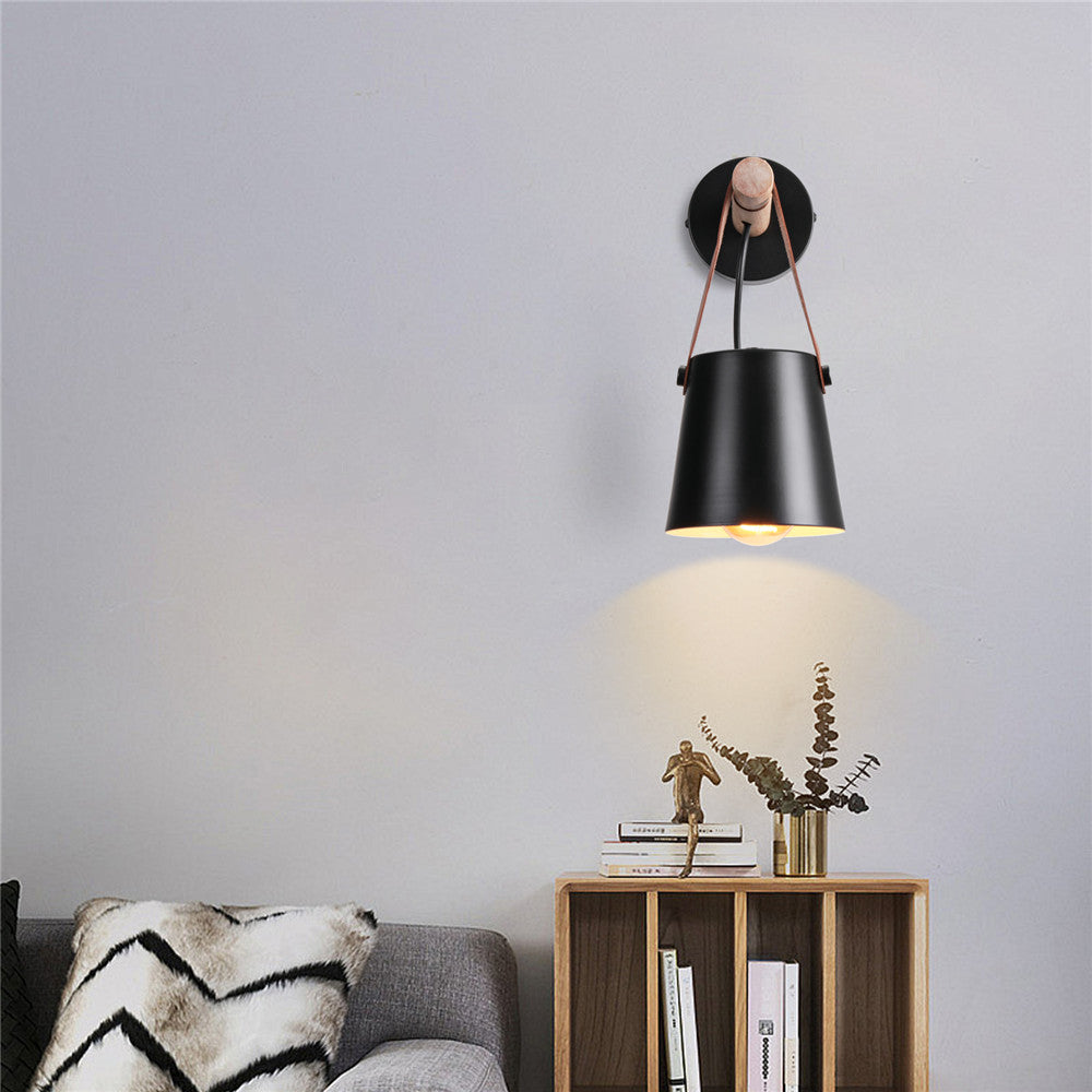 Leather Strap Wood Wall Lamps