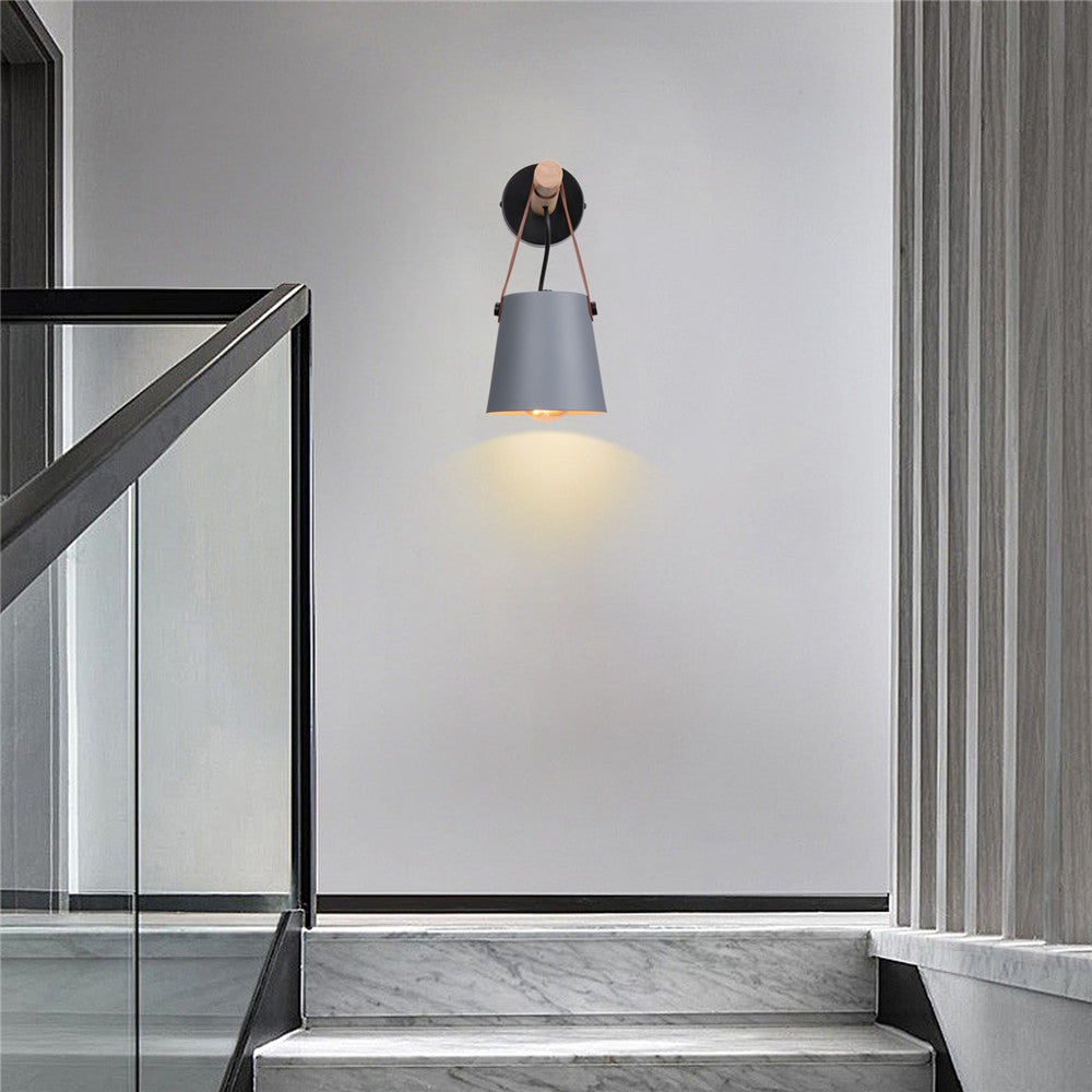 Leather Strap Wood Wall Lamps