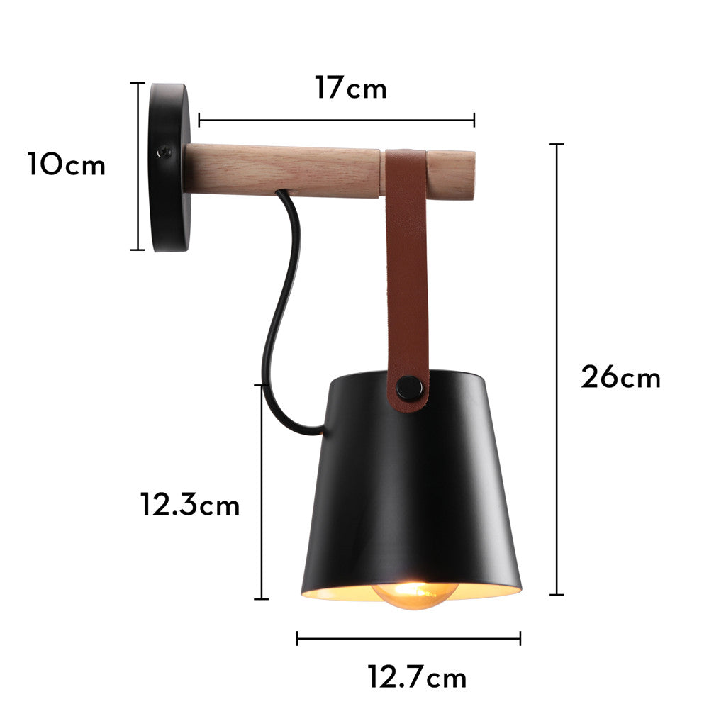 Leather Strap Wood Wall Lamps