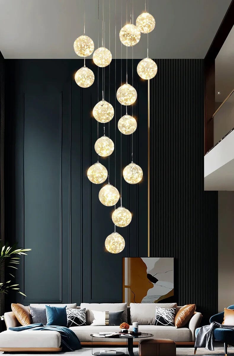 Modern Spiral Stair Glass Ball String Chandelier