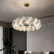 Nordic Gold LED Loft Lattice Crystal Chandelier