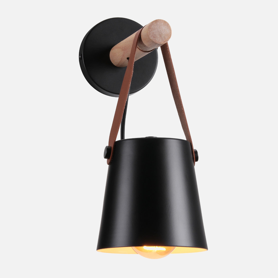 Leather Strap Wood Wall Lamps
