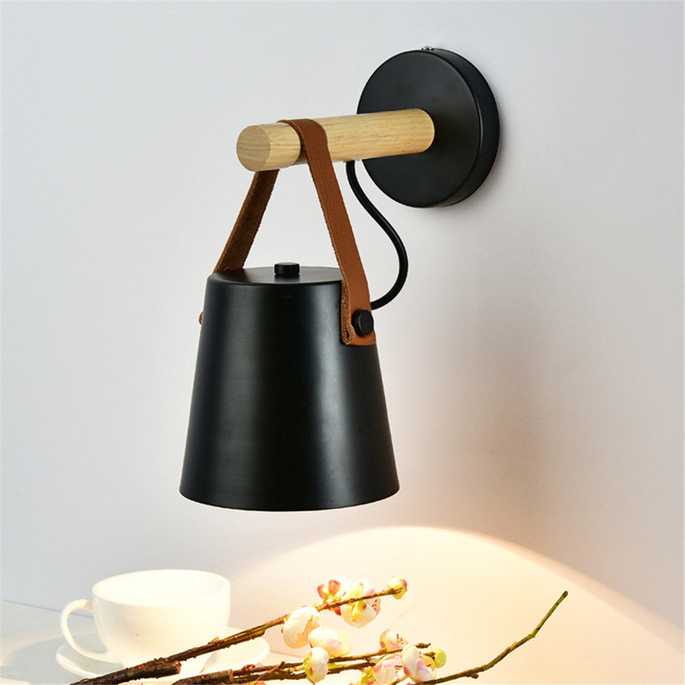 Leather Strap Wood Wall Lamps