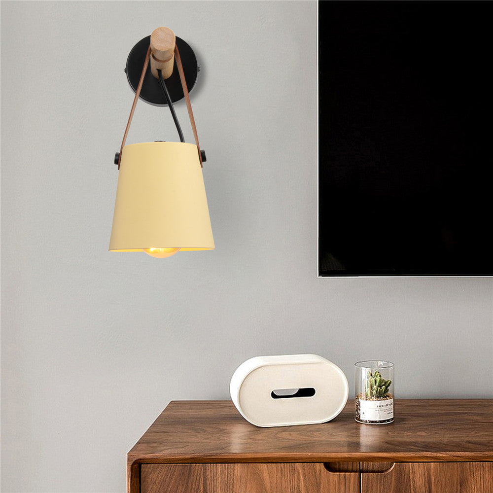 Leather Strap Wood Wall Lamps