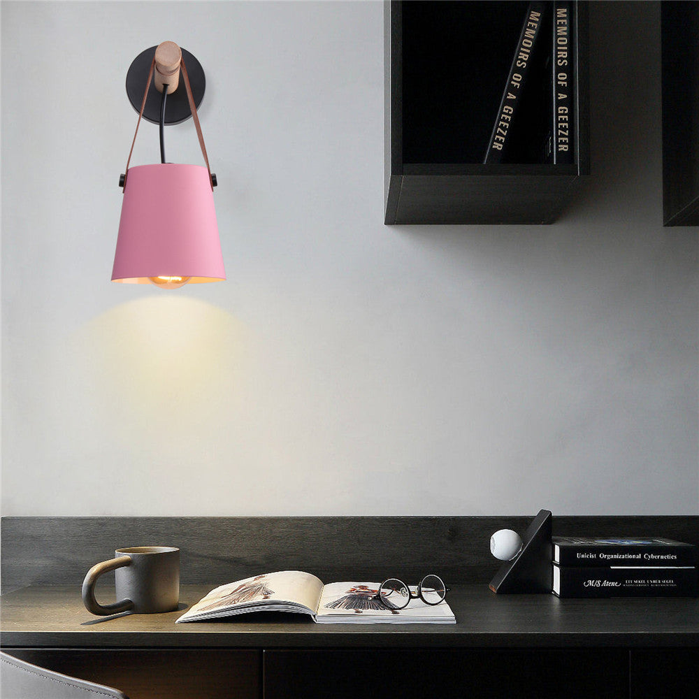 Leather Strap Wood Wall Lamps