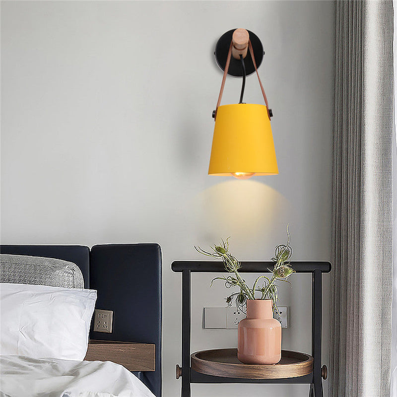 Leather Strap Wood Wall Lamps