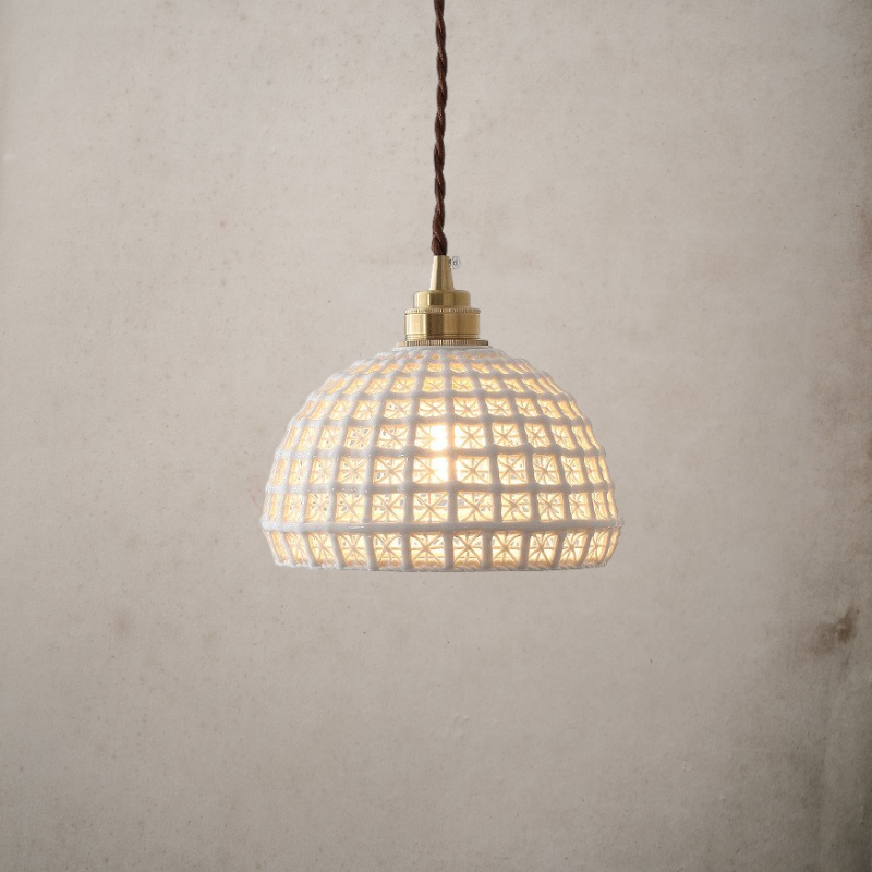 Style Copper Ceramic Pendant Lamp