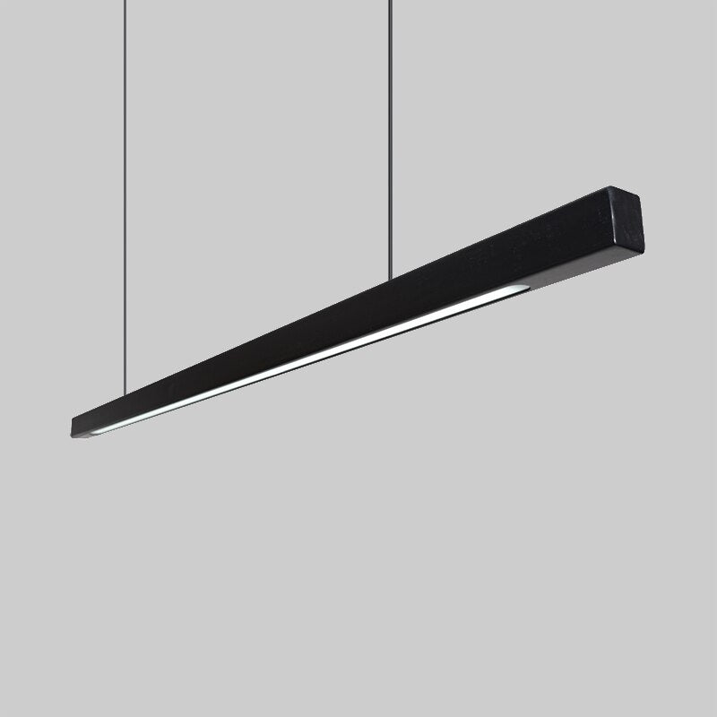 Wood Linear Suspension Chandelier Black White
