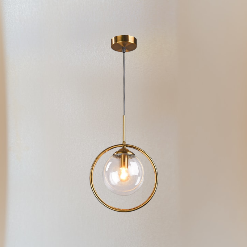 Contemporary Metal Ring Glass Pendant Lights