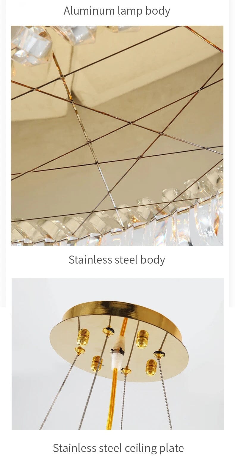 Postmodern Round Stainless Steel Crystal Chandelier