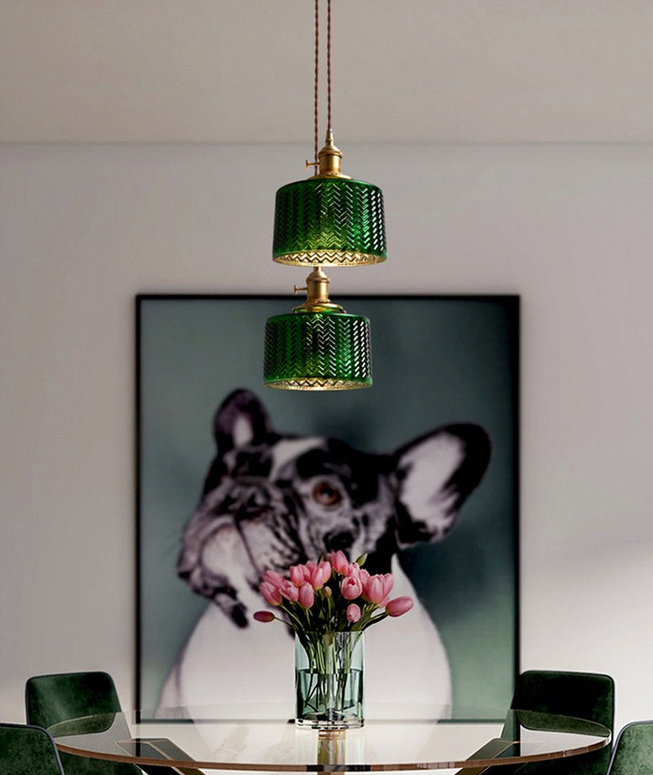 Japanese Minimalist Green Glass Pendant Light