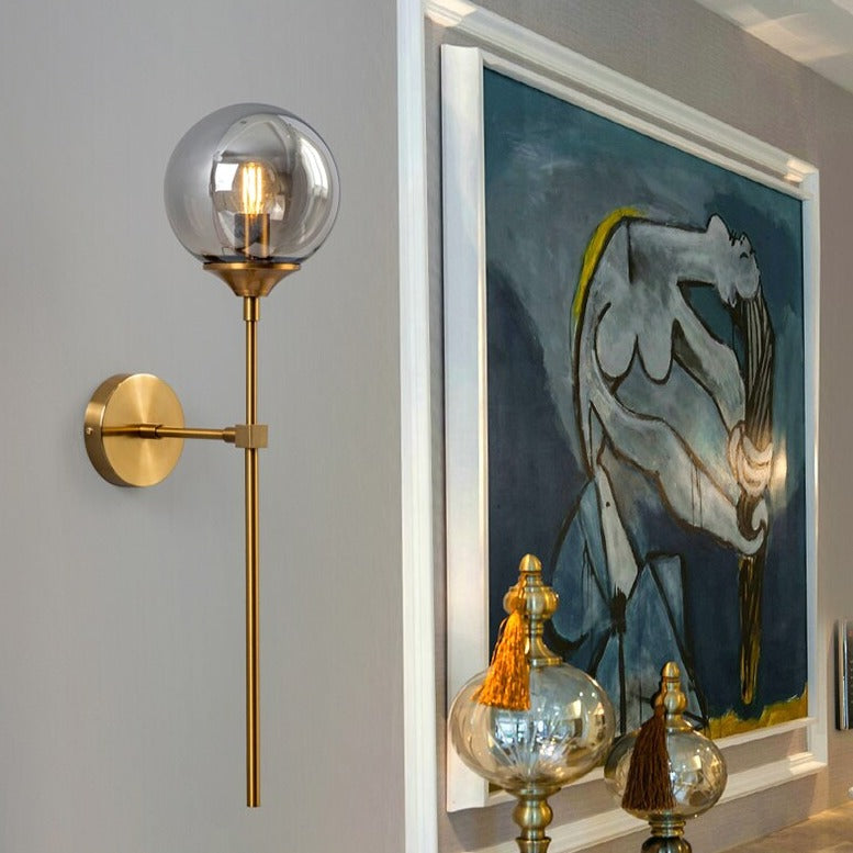 Gold Base Glass Globe Wall Light