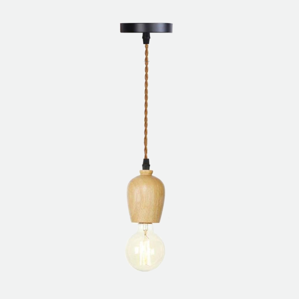 Vintage Wooden Hanging Socket Pendant Light