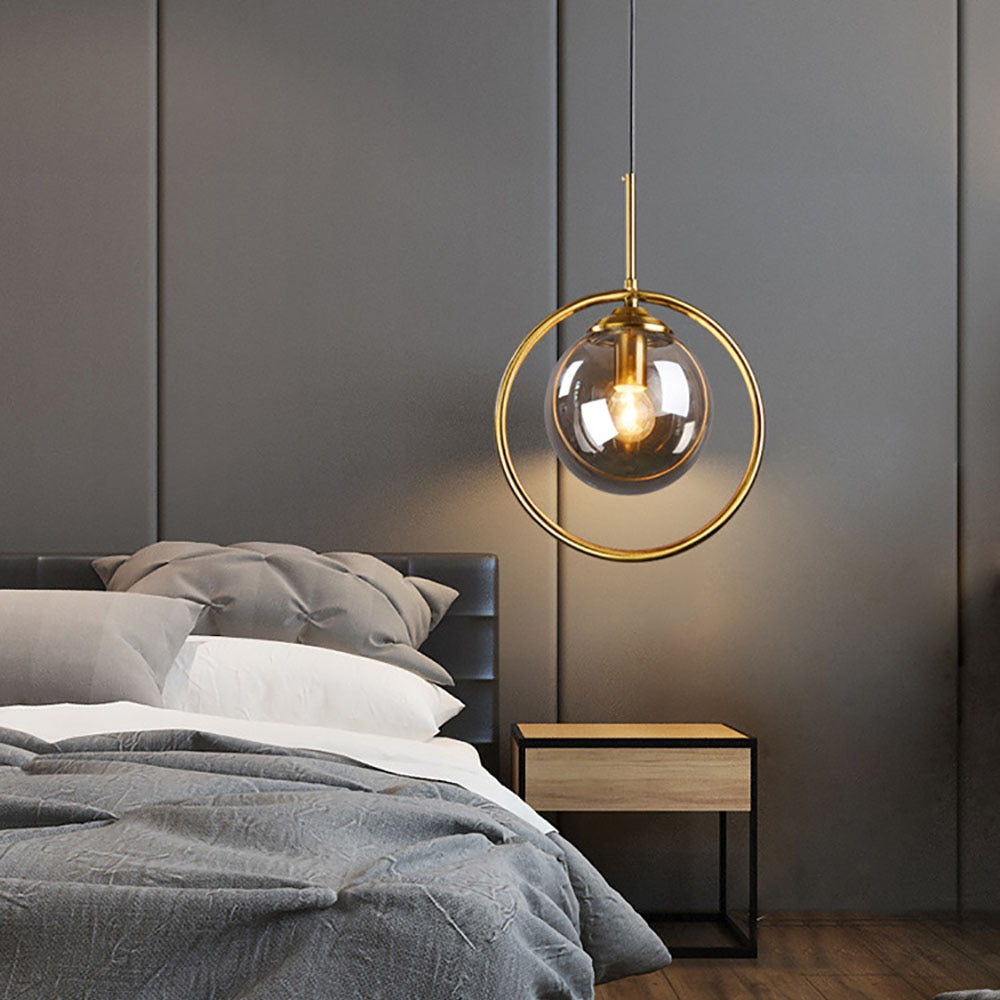 Contemporary Metal Ring Glass Pendant Lights