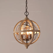 Antique Round Sphere Wooden Pendant Lamp