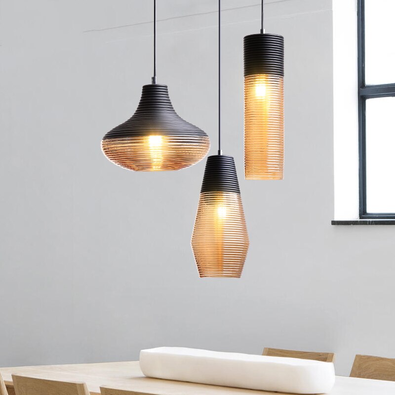 Vintage Stripe Glass Pendant Lights