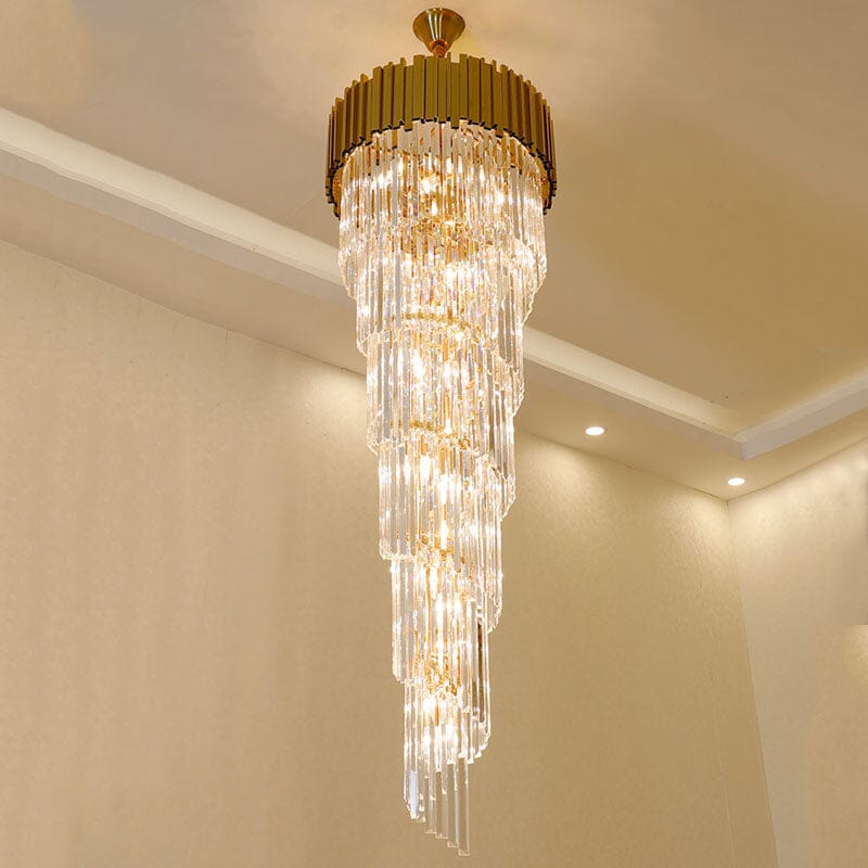 Elegant Spiral Luxury K9 Crystal Staircase Chandelier