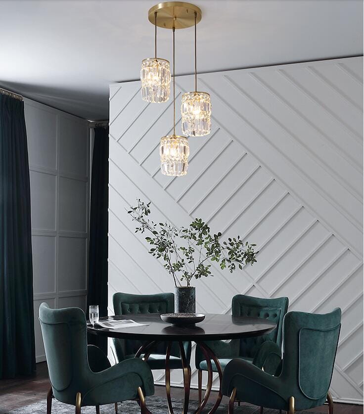 Nordic Copper LED Light Crystal Pendant Lamps