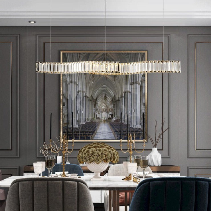 Crystal Stainless Long Strip Combination Chandelier
